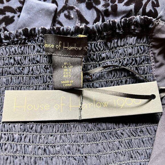 House Of Harlow 1960 Size S NEW Navy Blue Velvet Floral Sleeveless Mini Dress - Picture 2 of 16